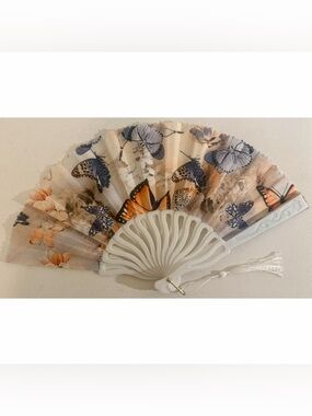 Butterfly Folding Hand Fan Floral Cottagecore Fairycore Boho Japanese Style